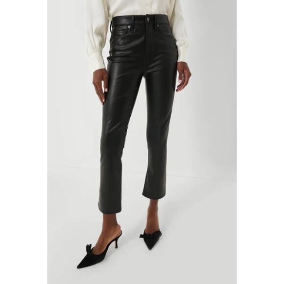 Veronica Beard Women's Carly Vegan Leather Kick Flare Pants Black Size 29 NWT - Picture 1 of 10